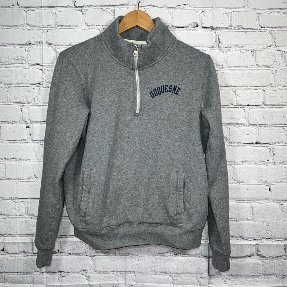 Duquesne Dukes 1/4 Zip Fleece Pullover Womens Size Medium Gray Pockets NCAA